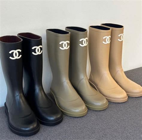 chanel rain boots pink